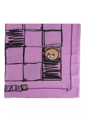 Moschino Teddy-print scarf - Purple