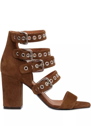 Via Roma 15 80mm buckle-detail eyelet sandals - Brown