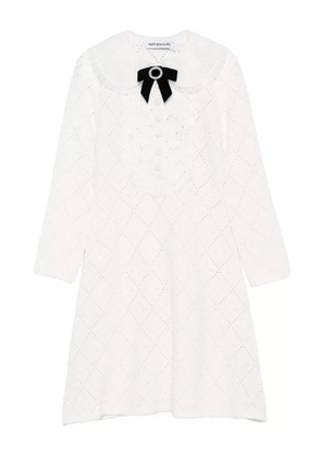 Self-Portrait bow-embellished mini dress - White
