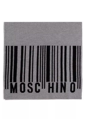 Moschino barcode-logo wool scarf - Grey