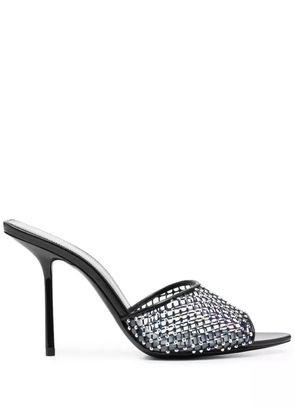 Saint Laurent crystal-embellished leather mules - Black