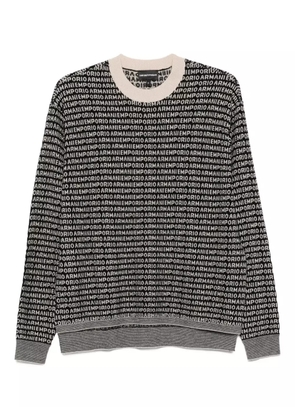Emporio Armani logo-print wool sweater - Black
