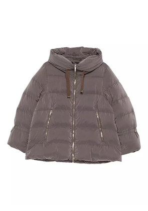 Moorer quilted high-neck jacket - Brown