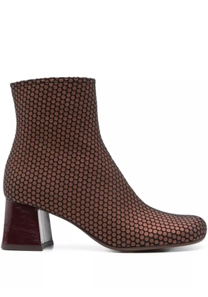 Chie Mihara 60mm perforated leather block-heel boots - Brown