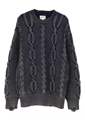KAMIYA cable-knit distressed sweater - Black