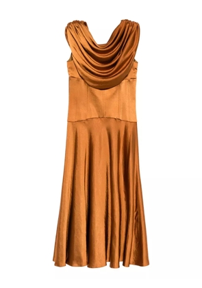 Amsale draped satin midi dress - Brown