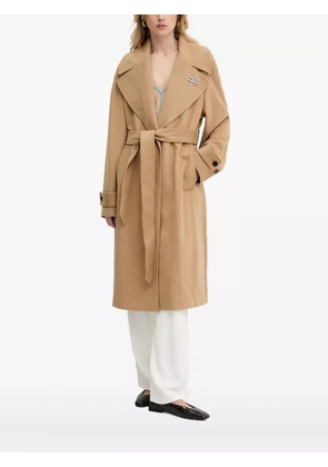 Karl Lagerfeld belted logo-plaque coat - Neutrals