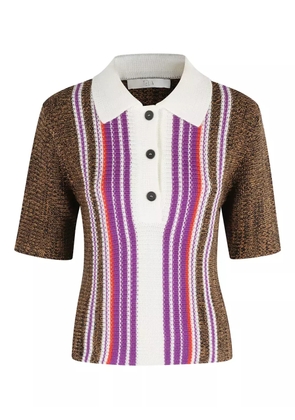 Tela stripe-pattern polo top - Brown