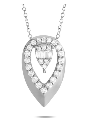 LB Exclusive 14K white gold Teardrop diamond necklace - Silver
