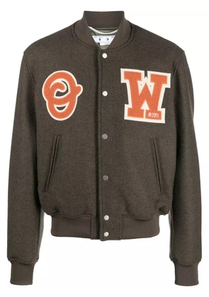 Off-White logo-patch varsity jacket - Green