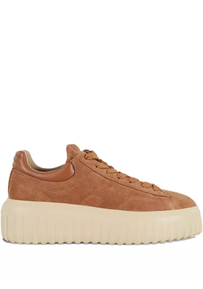 Hogan H-Stripes suede platform sneakers - Brown