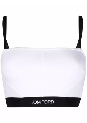 TOM FORD long-line logo-band bra - White