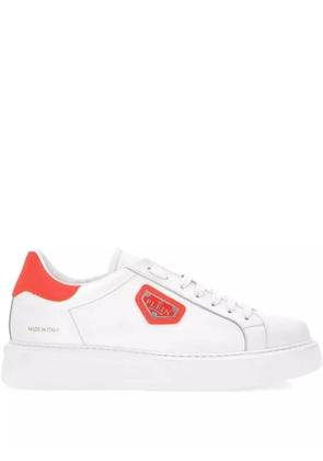 Philipp Plein logo-plaque leather sneakers - White