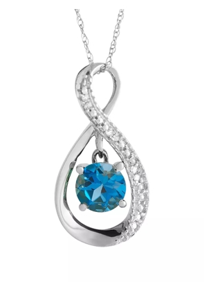 LB Exclusive 14K white gold diamond and topaz pendant necklace