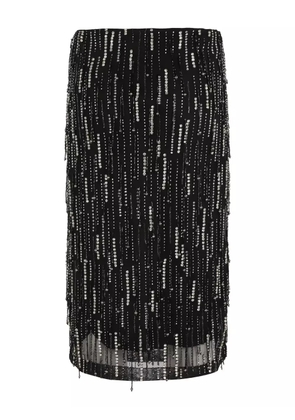 PINKO beaded fringe midi skirt - Black