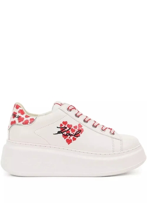 Karl Lagerfeld heart-print platform sneakers - White