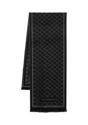 Karl Lagerfeld monogram wool-blend scarf - Black