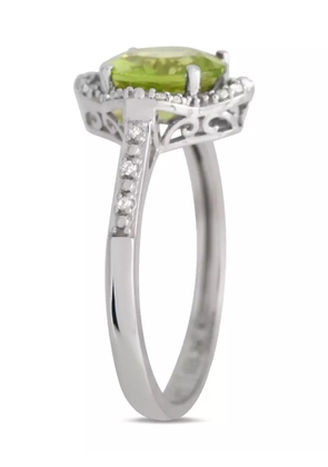 LB Exclusive 14K white gold Quatrefoil peridot and diamond ring