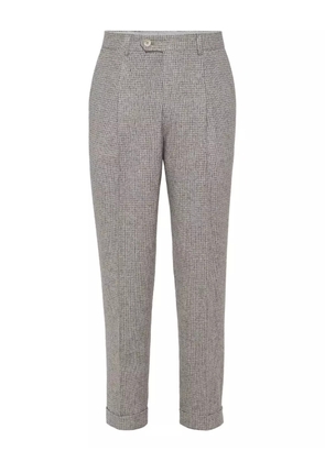 Brunello Cucinelli pleated-front check-pattern trousers - Neutrals