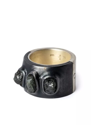 Parts of Four sterling silver Sistema sapphire ring - Black