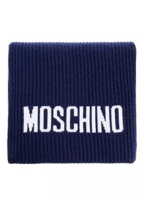 Moschino ribbed logo scarf - Blue