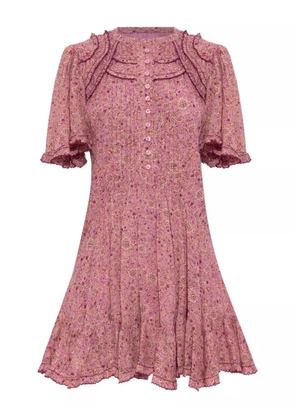 MARANT ÉTOILE floral-print ruffled-details mini dress - Pink