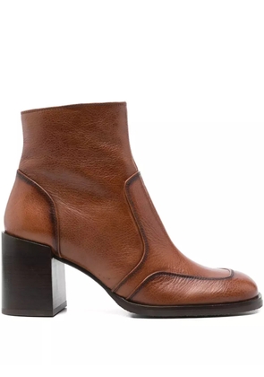 Chie Mihara 75mm leather block-heel ankle boots - Brown