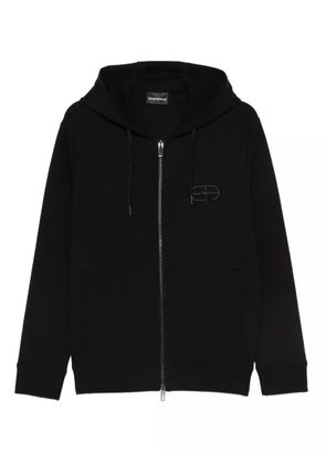 Emporio Armani logo-embroidered hoodie - Black