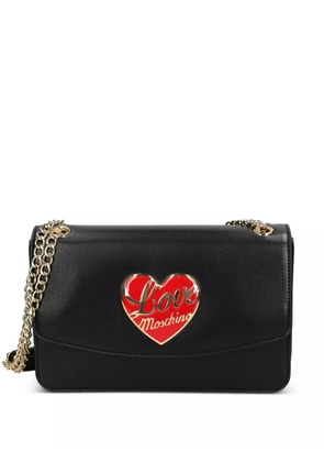 Love Moschino heart-plaque chain shoulder bag - Black