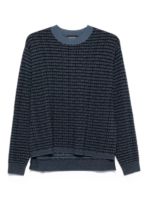 Emporio Armani logo-print wool sweater - Blue