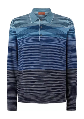 Missoni striped long-sleeved polo shirt - Blue