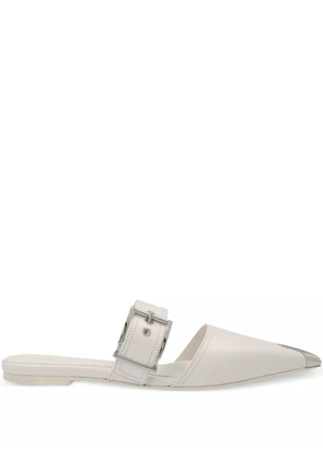 Alexander McQueen buckled leather mules - White