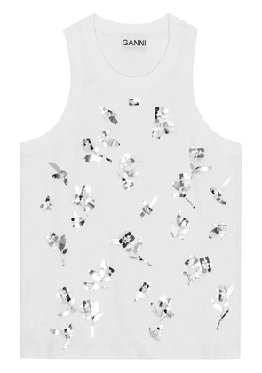 GANNI paillette-embellished tank top - White