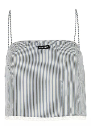 Miu Miu striped-pattern lace-trimmed top - Neutrals
