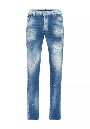 Philipp Plein studded distressed jeans - Blue