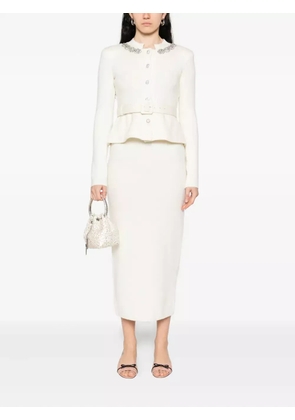 Self-Portrait embellished belted dress - White