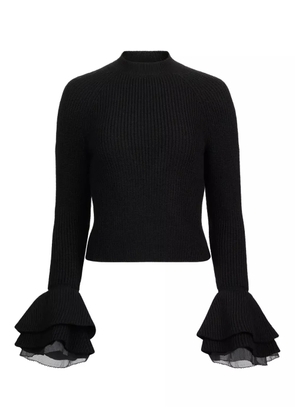 Nina Ricci ruffled-cuff wool top - Black