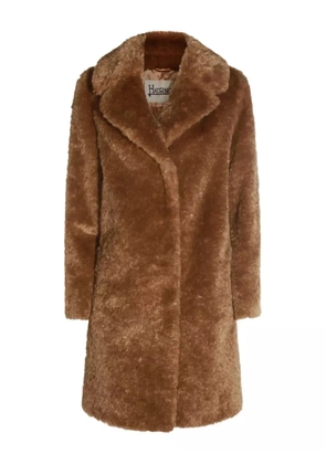 Herno faux-fur lapel coat - Brown