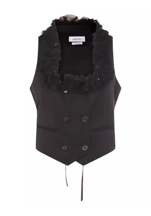Alexander McQueen lace-trimmed double-breasted waistcoat - Black