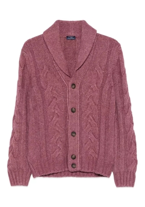 Barba cable-knit shawl-collar cardigan - Purple