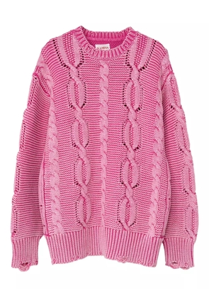 KAMIYA cable-knit frayed sweater - Pink