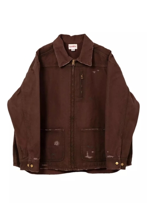 KAMIYA Boro distressed zip-front shirt jacket - Brown