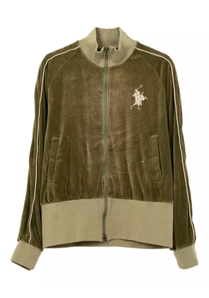 KAMIYA embroidered velour zip-up sport jacket - Green