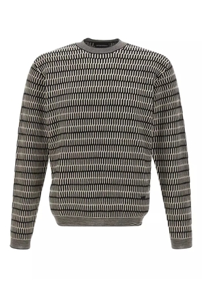 Emporio Armani optical-pattern crew-neck sweater - Neutrals