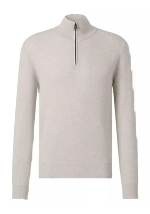 Brioni ribbed zip-neck sweater - Neutrals
