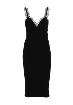 Blumarine lace-trimmed ribbed midi dress - Black