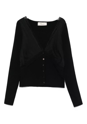 Blumarine lace-trimmed ribbed cardigan - Black