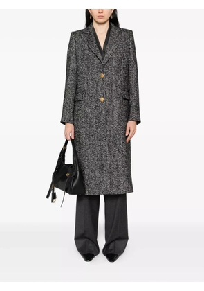 Tagliatore herringbone button-detail coat - Black