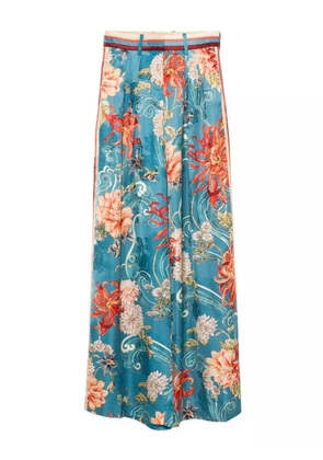 ALEMAIS floral-print pleated trousers - Blue