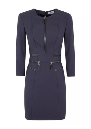 Elisabetta Franchi zip-detail three-quarter sleeve dress - Black